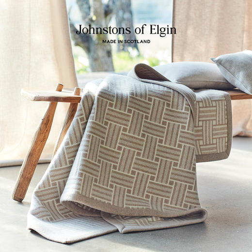 Johnstons of Elgin编织羊毛混纺家居毯舒适休闲毛毯 商品图0