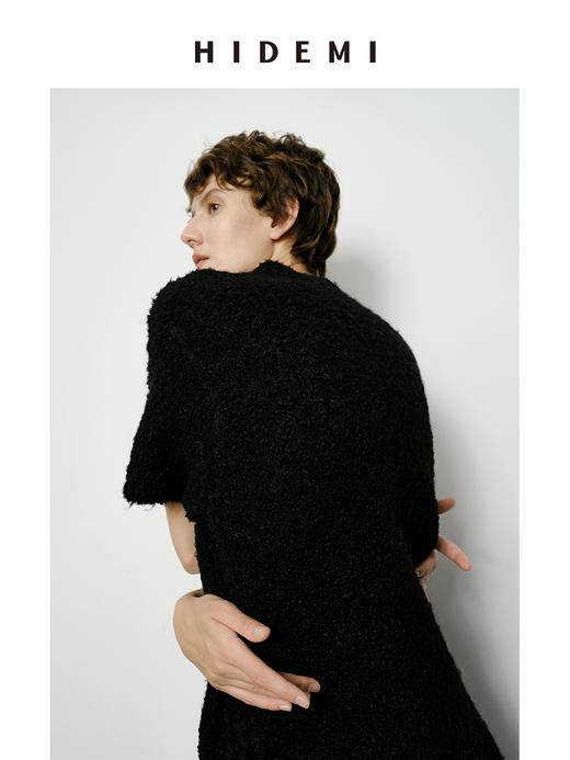 HIDEMI 极简圆领短袖羊毛圈圈纱针织连衣裙 商品图8