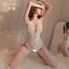 【情趣内衣】霏慕 深V露沟蕾丝开裆连体衣6693 商品缩略图4