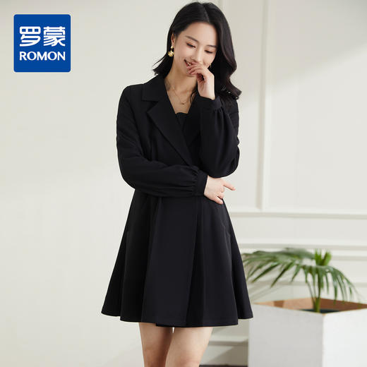 【优雅时尚】罗蒙连衣裙西装连衣裙可外穿简约长袖连衣裙女 商品图0