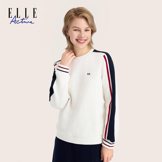 ELLE Active 秋冬圆领长袖卫衣宽松撞色百搭休闲运动女士亲肤上衣 商品图2