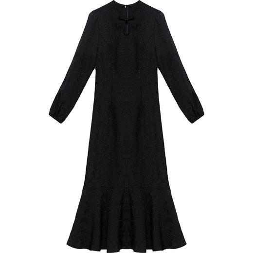 秋季新款，长袖裙优雅女士长裙旗袍改良鱼尾裙复古时尚连衣裙QYM-YX-MQ7786-Y 商品图4