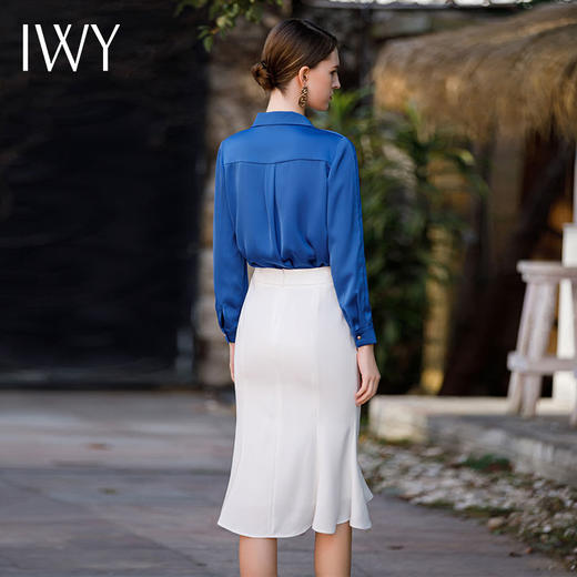 IWY/气质女神范衬衫套装女长袖鱼尾包臀裙两件套高端设计感套裙B485+S1773 商品图3