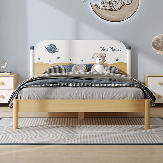 喜梦宝儿童床现代简约家具青少年小户型小孩男童床卧室单人蓝色星球 商品图0