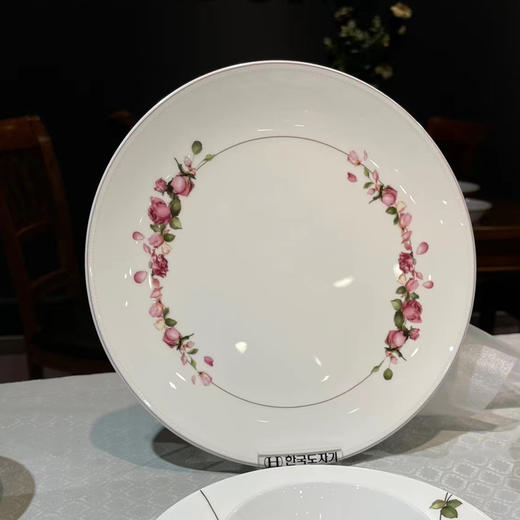 韩国HANKOOK骨碟餐具粉色玫瑰深盘米饭碗方形英寸汤碗骨瓷小清新 商品图1