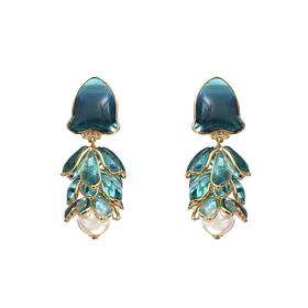 北京仓｜Gripoix Paris-Sea Life Meduse-蓝绿色 琉璃 琉璃珍珠 耳环［法国设计师］