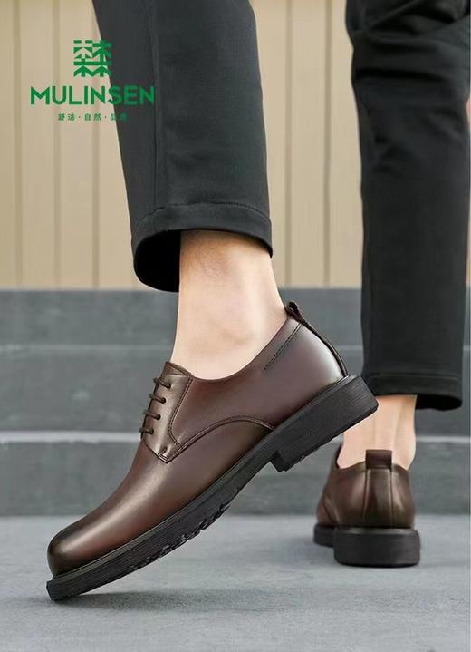木林森男士商务大头橡胶厚底光面皮鞋 商品图3