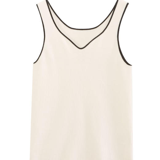 玳莎波浪V领针织背心女新款包边撞色设计感修身吊带针织衫  DC33002 商品图4