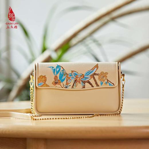 SAINTJOY/上久楷 宋锦斜背包  锦织玉叶 杏色 BWS23B2102 商品图0