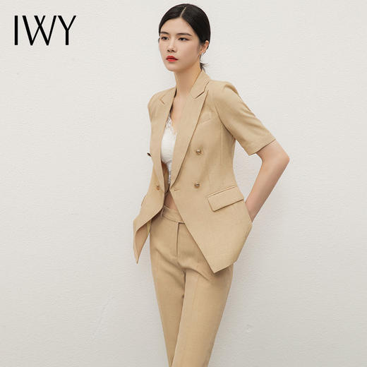 IWY/时尚卡其色西装套装女夏季短袖职业装售楼部酒店前台工作服CP11252 商品图4