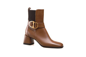 豪麟名鞋奥莱进口迪嘉女鞋短靴牛皮革FW23316N棕色  原价5260元