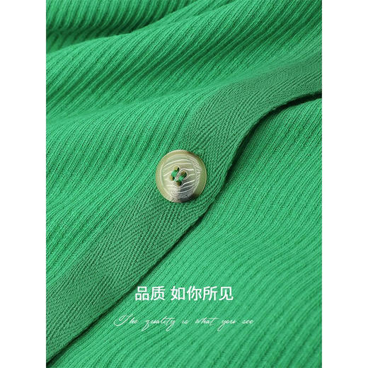 COCOBELLA大V领坑条短袖针织连衣裙女气质两穿OP长裙开衫NFR9 商品图4