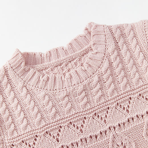 减龄镂空小众针织衫女新款拼接袖子假两件圆领上衣女V1938332 商品图5