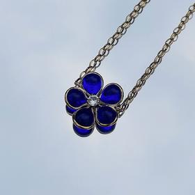 订购6个月到｜Gripoix Paris-Delicate Flower-深蓝色 花朵 项链［法国设计师］