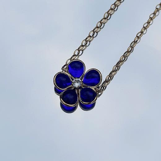 订购6个月到｜Gripoix Paris-Delicate Flower-深蓝色 花朵 项链［法国设计师］ 商品图0