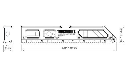 9英寸强磁4柱鱼雷式水平尺TB-H2-L-9T-MTOUGHBUILT拓必得工具  32个/箱 商品图8