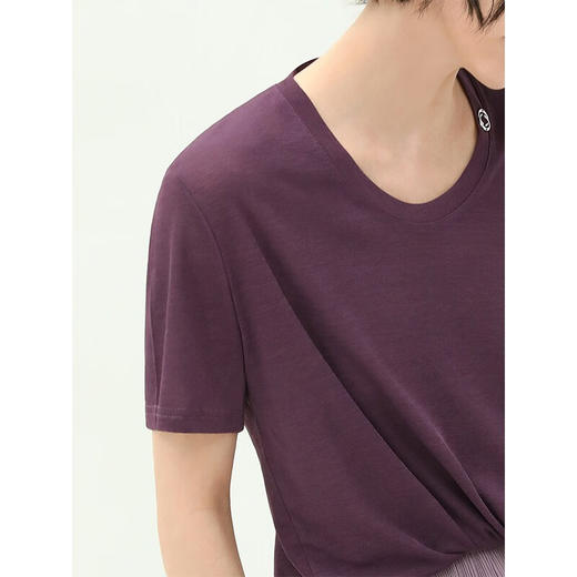 COCOBELLA质感金属LOGO凉感短袖针织衫女舒适圆领T恤NTS26 商品图2