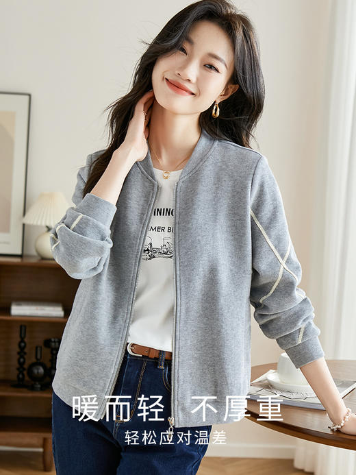 【1件82折】熙世界女士棒球服外套2025年秋季新款休闲时尚减龄小个子短款夹克 商品图0