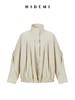 HIDEMI 褶皱花苞感做旧感水洗棉立体剪裁短款立领薄外套套装 商品缩略图11