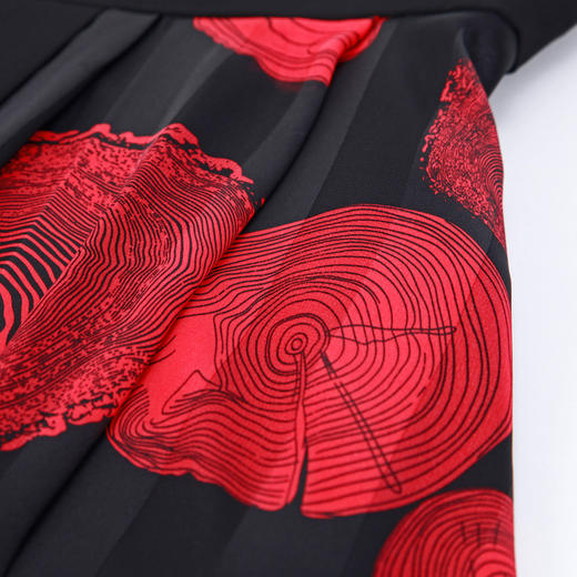 NG827斯尔丽瑟俪2023秋季不对称拼接印花白领收腰显瘦连衣裙 商品图4