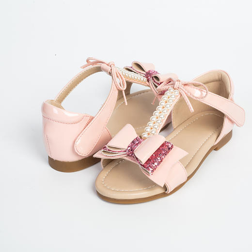 PB鞋头蝴蝶结双排手缝珍珠扣凉鞋 商品图3