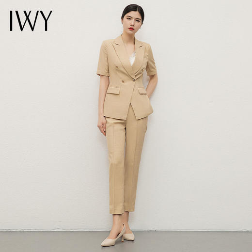 IWY/时尚卡其色西装套装女夏季短袖职业装售楼部酒店前台工作服CP11252 商品图2
