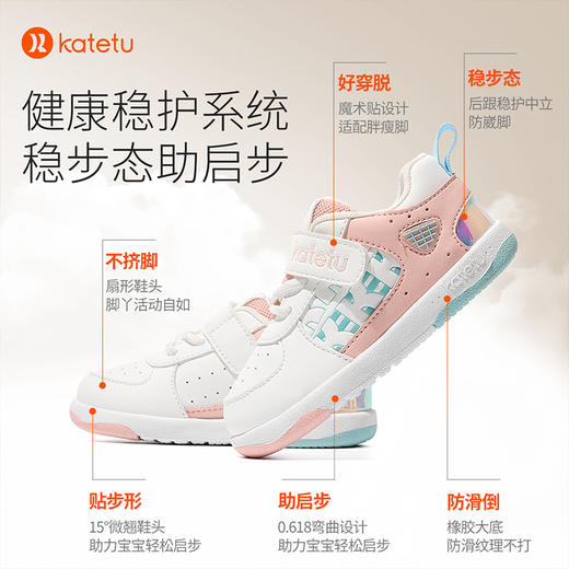 卡特兔婴儿步前鞋春秋小白鞋软底防滑透气一岁宝宝鞋子学步机能鞋 商品图1