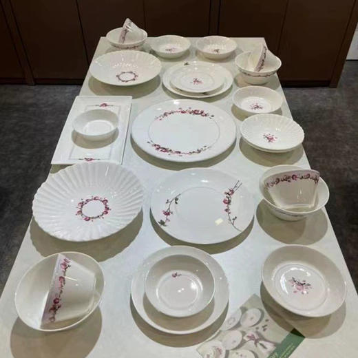 韩国HANKOOK骨碟餐具粉色玫瑰深盘米饭碗方形英寸汤碗骨瓷小清新 商品图5