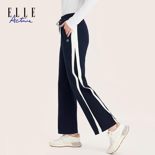 ELLE Active 百搭女士休闲裤透气弹力亲肤长裤早秋时尚阔腿裤 商品图3