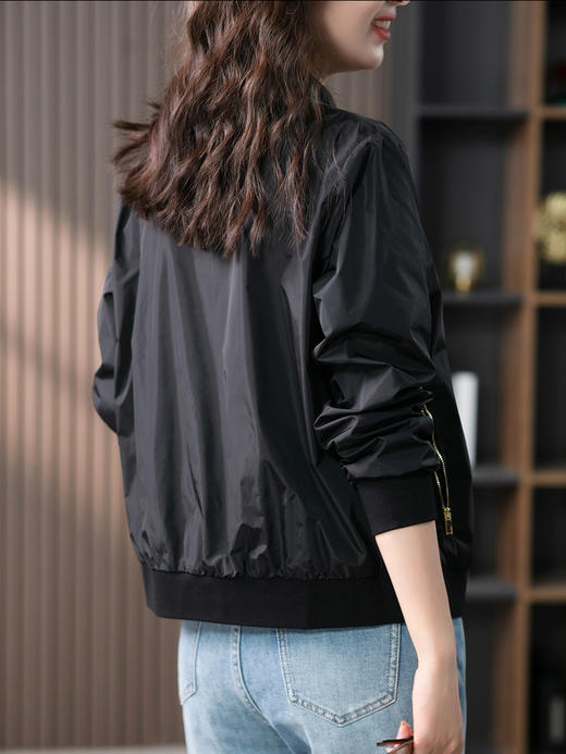 【现货7天】气质休闲短外套女2023秋季新款小个子夹克外套飞行员棒球服 商品图3