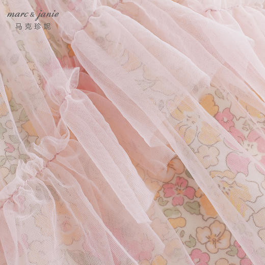 马克珍妮秋装新款 女童秋日花园拼接网纱短裙半身裙231790 商品图3