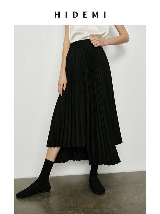 HIDEMI 极简不对称设计感百褶裙半身裙 商品图6