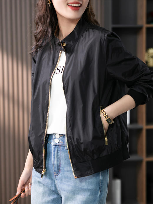 【现货7天】气质休闲短外套女2023秋季新款小个子夹克外套飞行员棒球服 商品图1