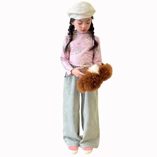 【捡漏价39.9元/2件】女童打底衫秋冬必备，领口花边精致别致，轻盈柔软的磨毛面料贴合皮肤，给孩子温暖的呵护。半高领露玉琢，花边领口添风情；磨毛贴心保暖神，长袖经典潮流趋势lish 商品图4