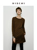 HIDEMI 叠穿神器 极简圆领超软糯宽松廓形长袖亲肤长袖T恤  巧克力色/浅灰色/黑色/白色 商品缩略图5