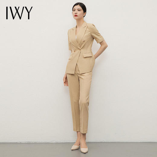 IWY/时尚卡其色西装套装女夏季短袖职业装售楼部酒店前台工作服CP11252 商品图1