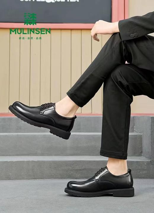 木林森男士商务大头橡胶厚底光面皮鞋 商品图1