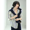 【有赞】COCOBELLA简约蓝白条纹缎面衬衫女早秋通勤OL长袖衬衣NSR616 商品缩略图1