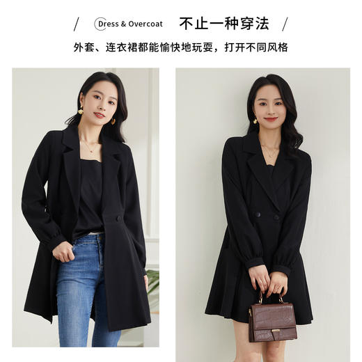 【优雅时尚】罗蒙连衣裙西装连衣裙可外穿简约长袖连衣裙女 商品图3