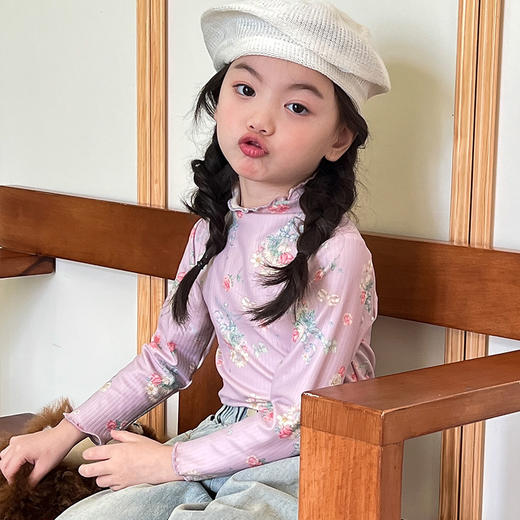 【捡漏价39.9元/2件】女童打底衫秋冬必备，领口花边精致别致，轻盈柔软的磨毛面料贴合皮肤，给孩子温暖的呵护。半高领露玉琢，花边领口添风情；磨毛贴心保暖神，长袖经典潮流趋势lish 商品图12