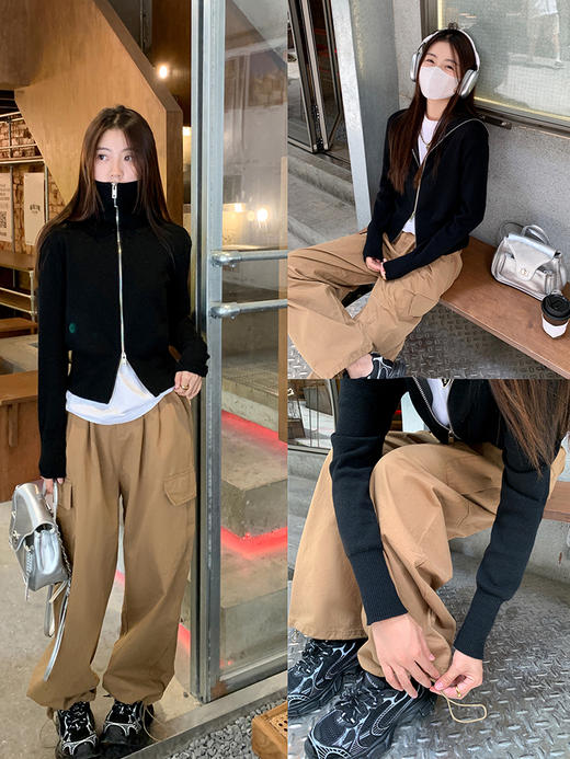 <曾小咸推荐>现货秒杀 ！微信超特价！2色大翻领拉链毛衣 日常159.99 立减70 秒杀89.99！！微喇叭西装裤 秒杀89.99！！ 商品图1