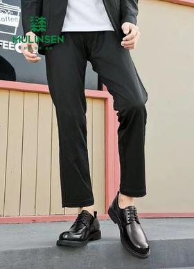 木林森男士商务大头橡胶厚底光面皮鞋