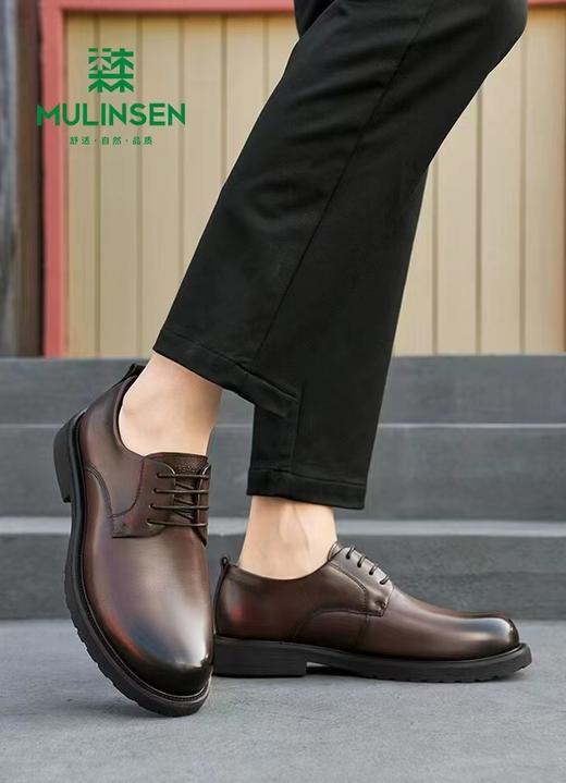 木林森男士商务大头橡胶厚底光面皮鞋 商品图2