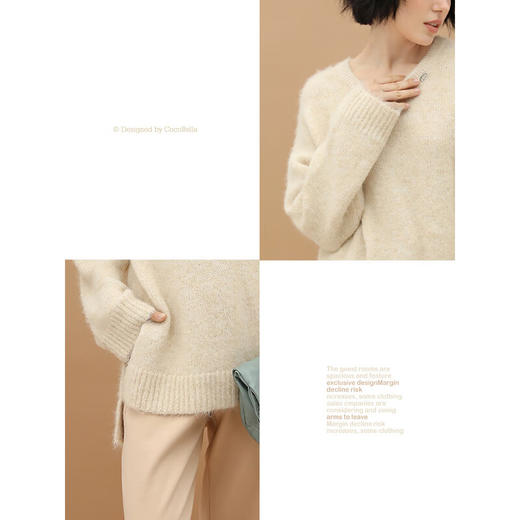 COCOBELLA金属LOGO蓬松软糯毛衣女松弛感亲肤保暖针织衫MZ551-3 商品图3