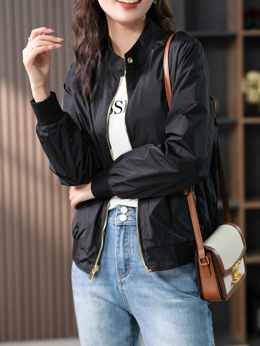 【现货7天】气质休闲短外套女2023秋季新款小个子夹克外套飞行员棒球服 商品图0