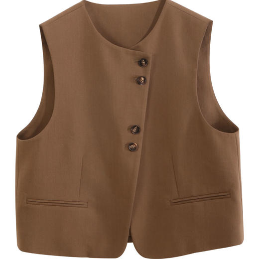 玳莎门襟设计感西装马甲女2023年秋季新款气质圆领无袖背心外套  DC37001 商品图4