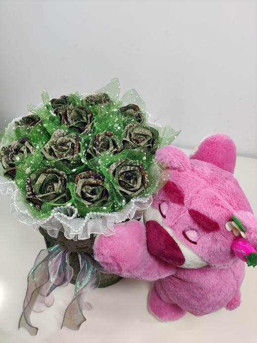 12朵草莓熊手工DIY牛津布玫瑰花束军恋礼物（手工制作产品不支持退换货哦）类lb 商品图1