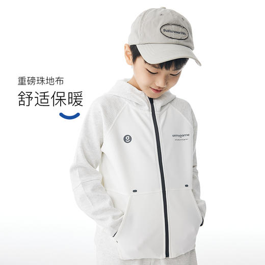 onmygame 儿童运动外套秋装男女童可穿连帽休闲夹克短款保暖上衣 商品图1
