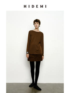 HIDEMI 叠穿神器 极简圆领超软糯宽松廓形长袖亲肤长袖T恤  巧克力色/浅灰色/黑色/白色