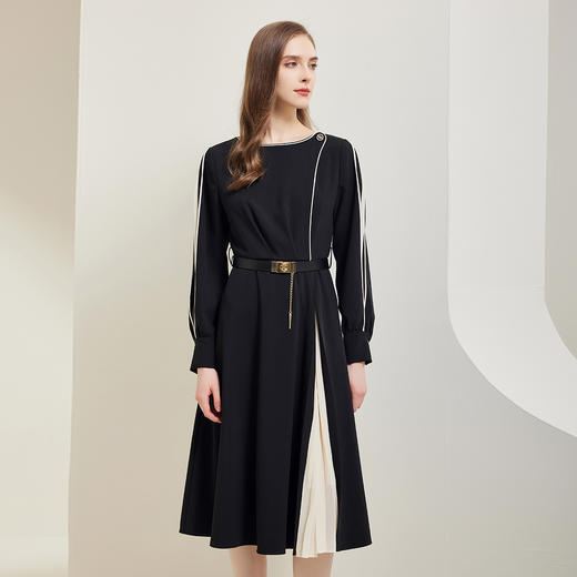 NG829斯尔丽瑟俪2023秋季新款A摆抛袖通勤款连衣裙 商品图2